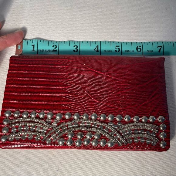 White House Black Market Red Snake With Stud Details Crossbody Wallet - Picture 3 of 7